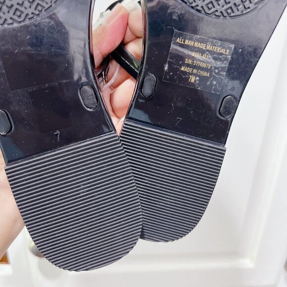 Tory Burch Mini Miller Womens Thong Flat Sandal Black Rubber Gold Logo US 7 - Picture 9 of 9